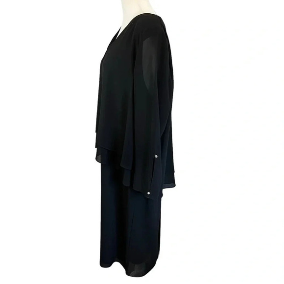 vintage PATRA STENAY Layered Lined Black Dress Crystal Buttons Size 14 - Picture 4 of 12